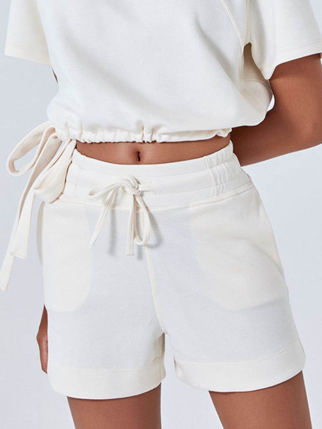 Drawstring Solid Color Shorts with Pockets - Hovatok