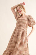 And The Why Full Size Square Neck Puff Sleeve Dress - Hovatok