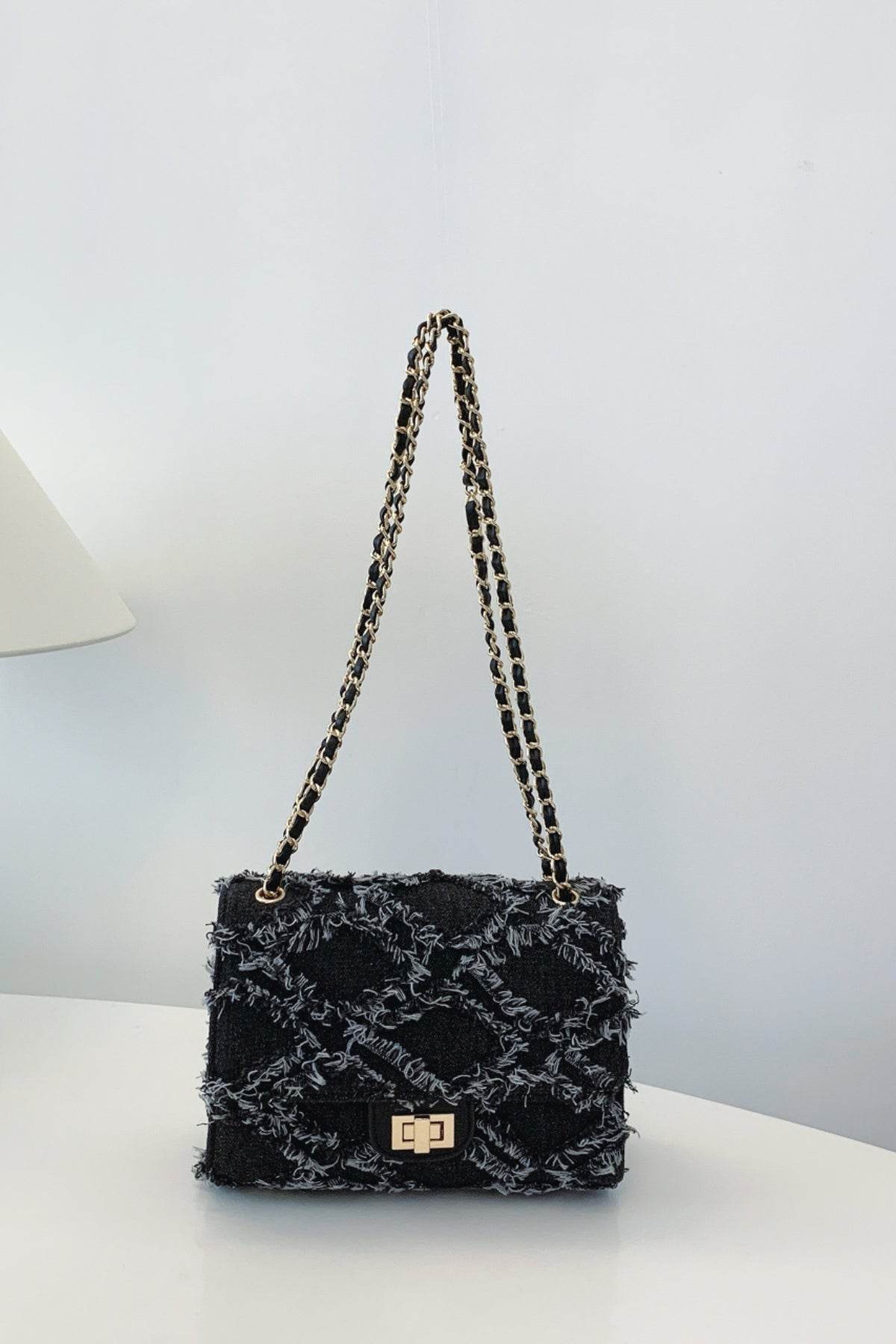 Raw Hem Denim Crossbody Bag - Hovatok
