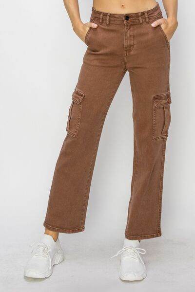 Risen Full Size High Rise Cargo Jeans - Hovatok