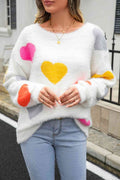 Angel Wings Heart Pattern Round Neck Long Sleeve Sweater - Hovatok