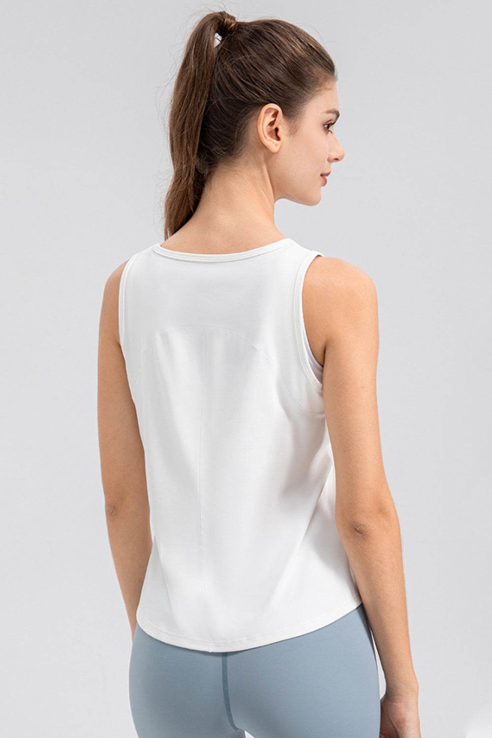 Wide Strap Round Neck Active Tank - Hovatok