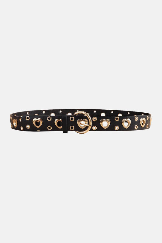 Heart Shape Alloy Detail PU Leather Belt - Hovatok