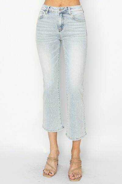 RISEN Full Size Mid Rise Cropped Flare Jeans - Hovatok