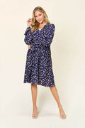 Double Take Full Size Printed Ruffle Hem Long Sleeve Tiered Dress - Hovatok