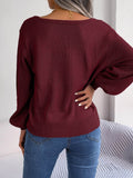 Cable-Knit Square Neck Long Sleeve Sweater - Hovatok