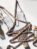 Tied Leopard Plunge One-Piece Swimwear - Hovatok