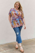 Be Stage Full Size Printed Dolman Flowy Top - Hovatok