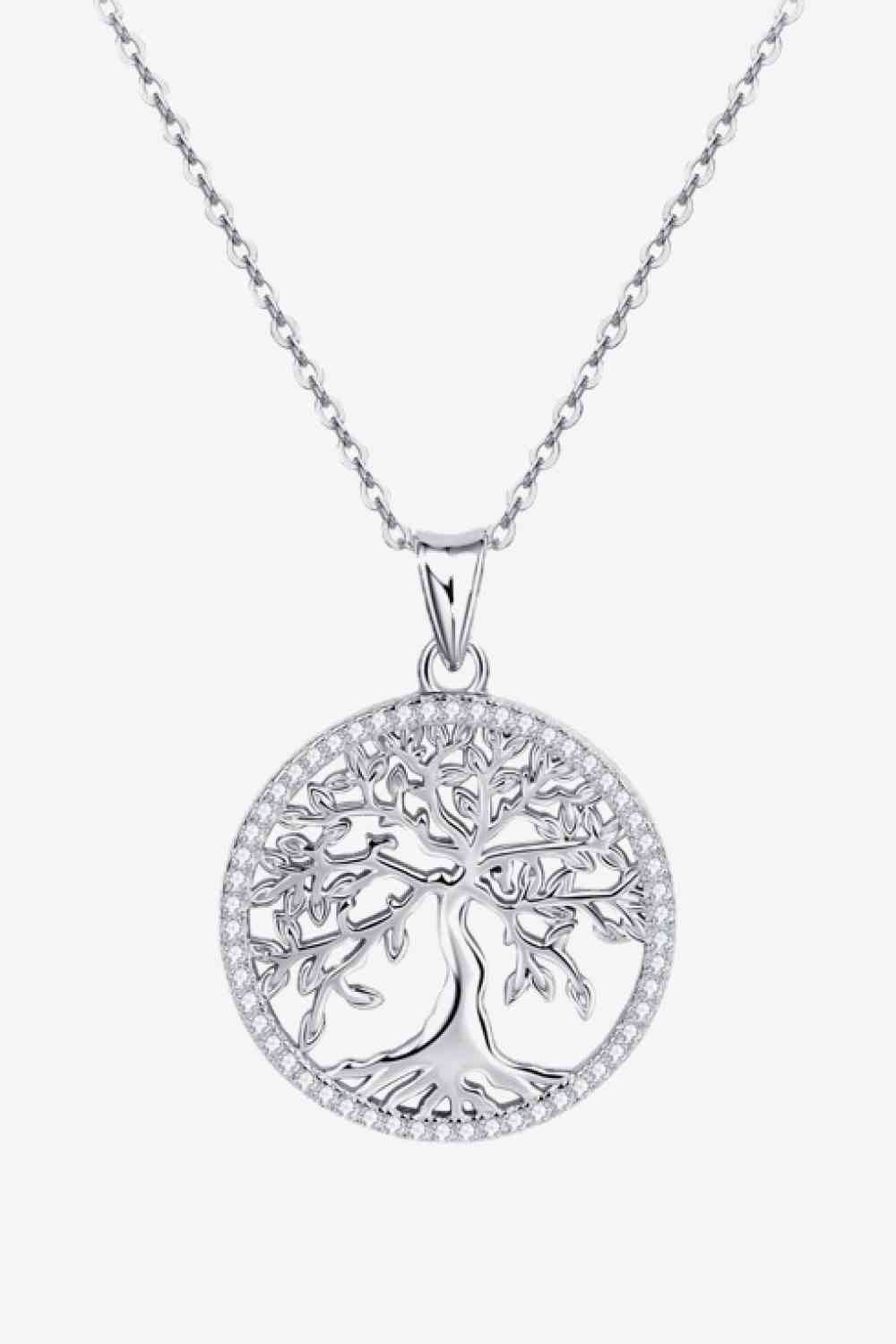 Adored 925 Sterling Silver Moissanite Tree Pendant Necklace - Hovatok