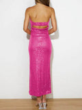 Sequin Cutout Tube Dress - Hovatok