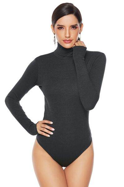 Ribbed Turtleneck Long Sleeve Bodysuit - Hovatok