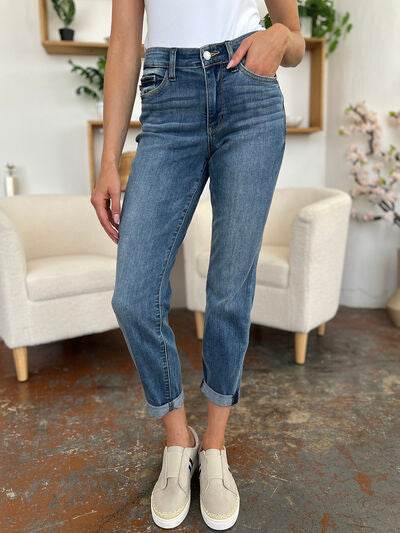 Judy Blue Full Size Cuffed Hem Slim Jeans - Hovatok