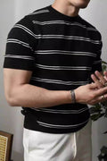 Men's Plus Size Round Neck Striped T-Shirt - Hovatok