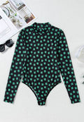 Lucky Clover Mock Neck Long Sleeve Bodysuit - Hovatok