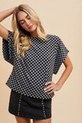 Annie Wear Checkered Round Neck Short Sleeve T-Shirt - Hovatok