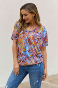 Be Stage Full Size Printed Dolman Flowy Top - Hovatok