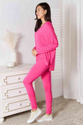 Basic Bae Full Size V-Neck Soft Rayon Long Sleeve Top and Pants Lounge Set - Hovatok