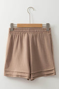 Textured Tiered Edge High Waist Shorts - Hovatok