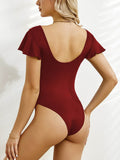 Ruffled V-Neck Cap Sleeve One-Piece Swimwear - Hovatok