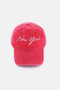 Zenana Washed Embroidered City Baseball Cap - Hovatok