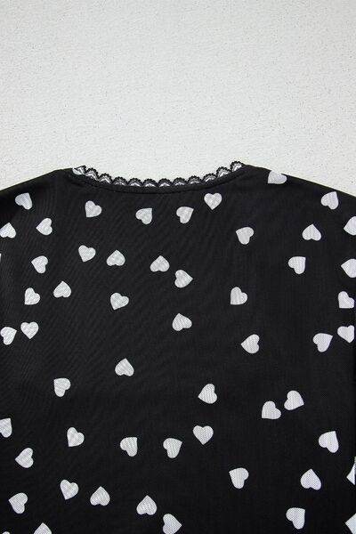 Heart Square Neck Long Sleeve Bodysuit - Hovatok