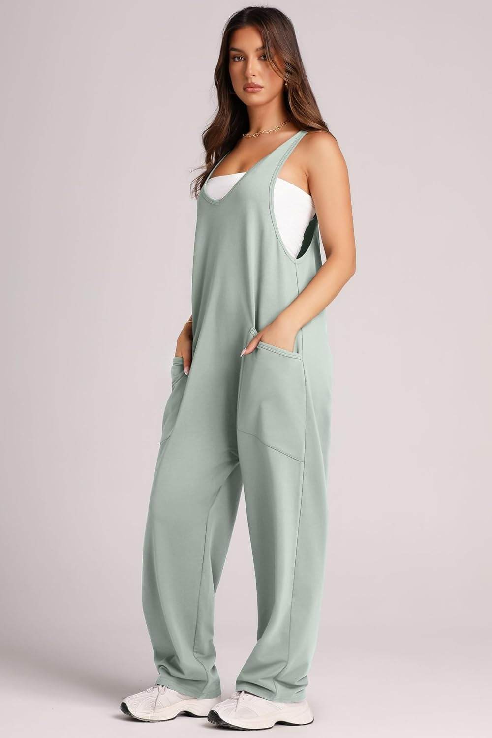 Lovelet Wide Strap Jumpsuit with Pockets - Hovatok