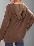 Double Take Textured Kangaroo Pocket Long Sleeve Hoodie - Hovatok
