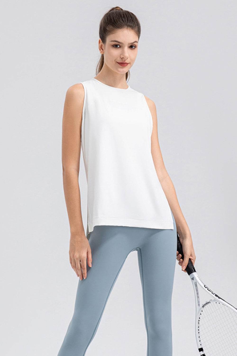 Slit Round Neck Tank - Hovatok
