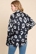 BOMBOM Animal Print Button Up Knit Shacket - Hovatok