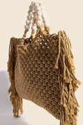 Fame Wooden Beaded Handle Braided Tote Bag - Hovatok