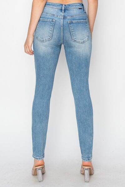 Risen Full Size High Rise Knee Distressed Skinny Jeans - Hovatok