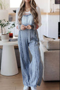 Frayed Exposed Seam Wide Leg Denim Overalls - Hovatok