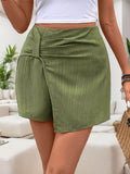 Perfee Ruched High Rise Shorts with Back Zipper - Hovatok