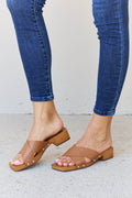 Weeboo Step Into Summer Criss Cross Wooden Clog Mule in Brown - Hovatok