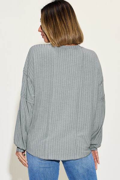 Basic Bae Full Size Ribbed Round Neck Long Sleeve T-Shirt - Hovatok