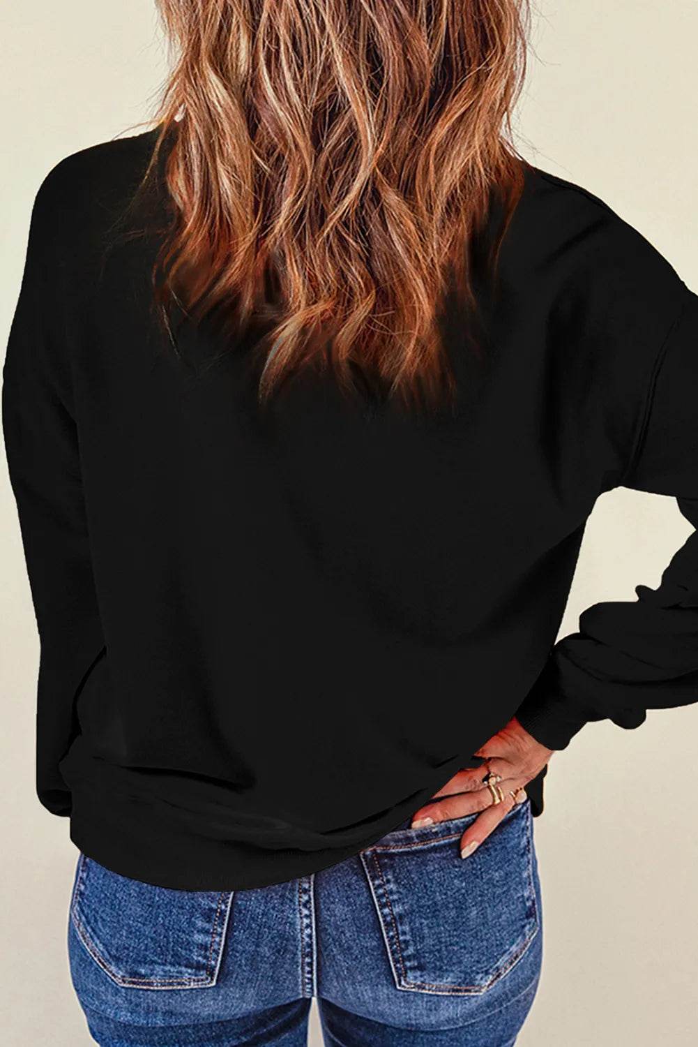 SPOOKY Round Neck Long Sleeve Sweatshirt - Hovatok