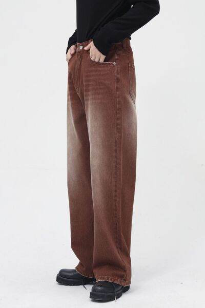 Wide Straight Jeans with Pockets - Hovatok