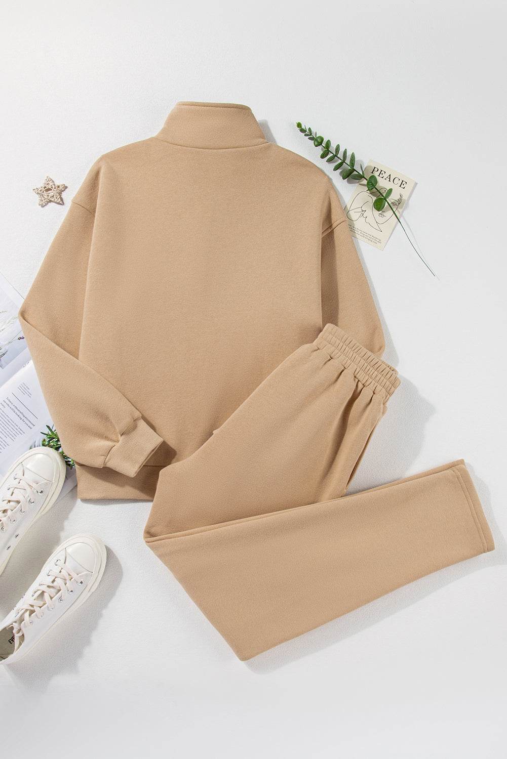 Half Snap Turtleneck Top and Pants Active Set - Hovatok