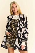 Davi & Dani Leopard Open Front Long Sleeve Cardigan - Hovatok