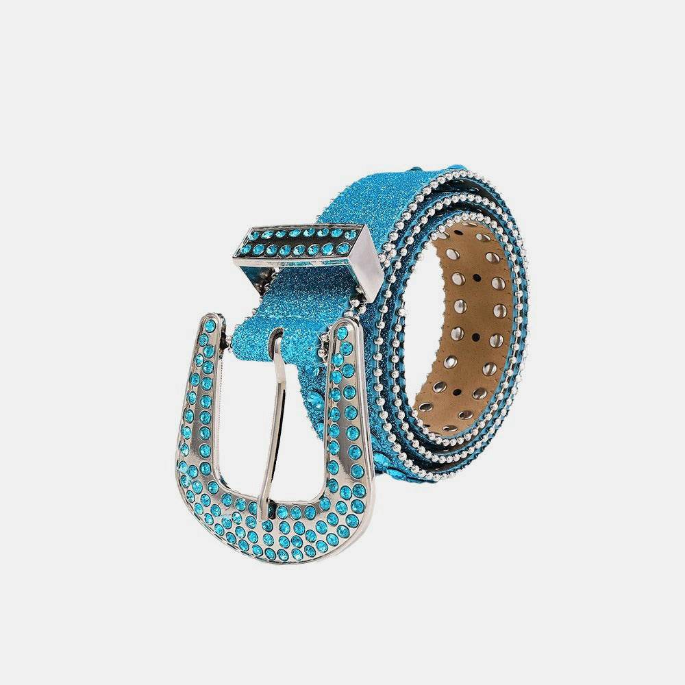 Rhinestone PU Leather Belt - Hovatok