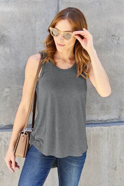 Basic Bae Full Size Round Neck Curved Hem Tank - Hovatok