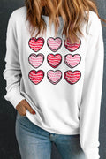 Valentine's Day Heart Round Neck Long Sleeve Sweatshirt - Hovatok