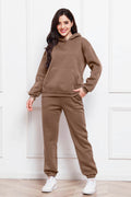 Drop Shoulder Long Sleeve Hoodie and Pants Set - Hovatok