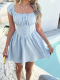 Devine Ruched Puff Sleeve Mini Dress - Hovatok
