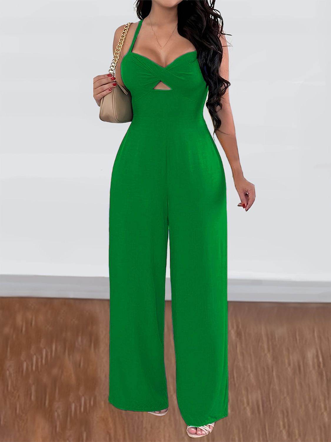 Devine Tie Back Backless Crisscross Jumpsuit - Hovatok