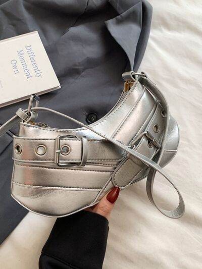 PU Leather Buckle Shoulder Bag - Hovatok
