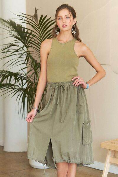 ADORA Drawstring Sleeveless Washed Dress - Hovatok