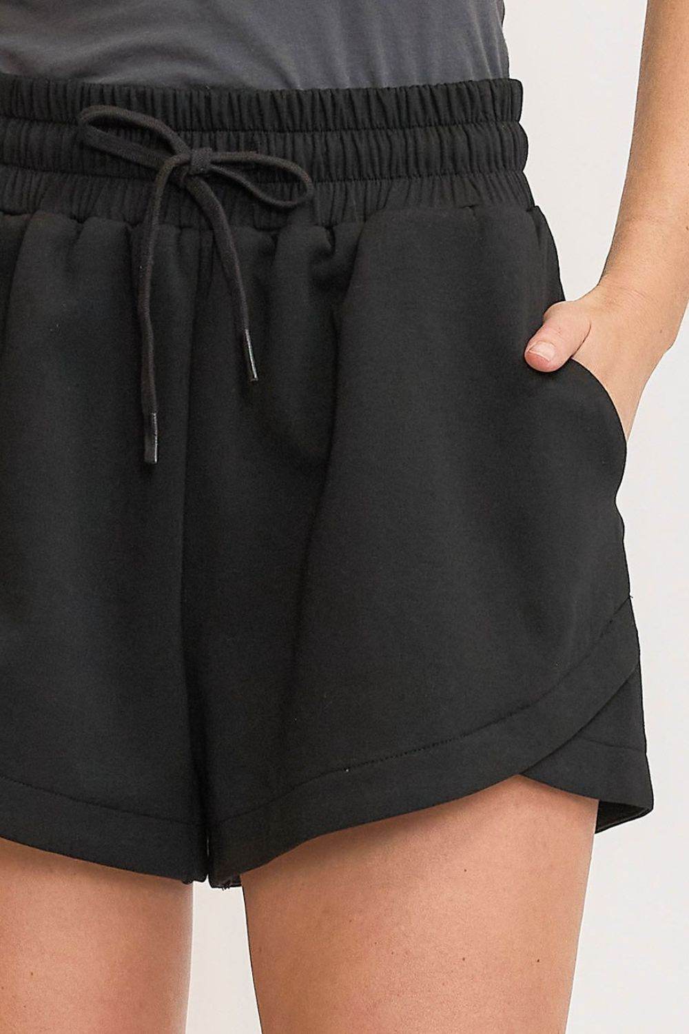 Umgee Full Size Drawstring Sweatshorts with Pockets Plus Size - Hovatok