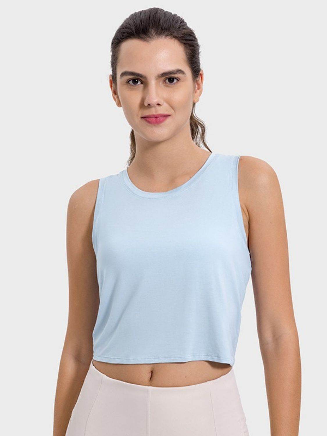 Millennia Drawstring Cutout Round Neck Active Tank - Hovatok