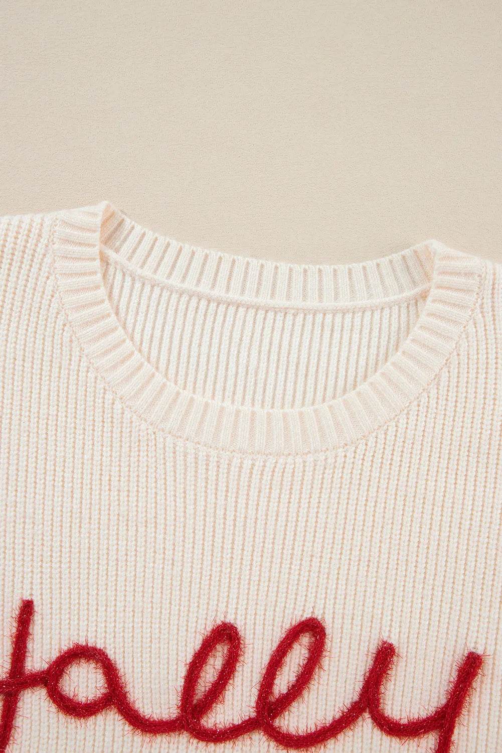 Letter Round Neck Long Sleeve Sweater - Hovatok